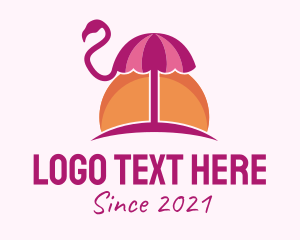 Travel Guide - Sunset Flamingo Umbrella logo design