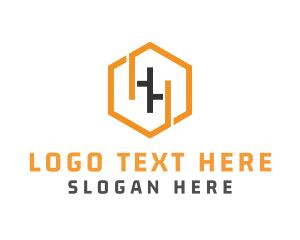 Orange Hexagon - Hexagonal Letter HH logo design