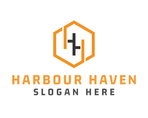 Hexagonal Letter HH logo design