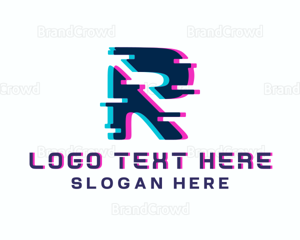 Cyber Glitch Letter R Logo