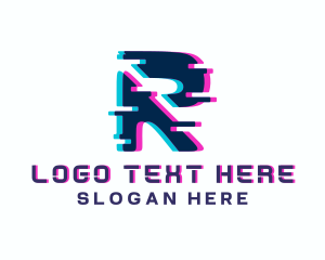 Coding - Cyber Glitch Letter R logo design