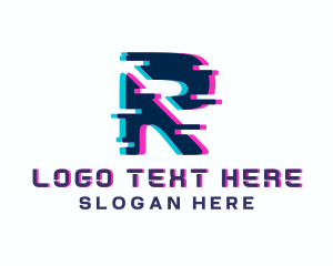 Pixel - Cyber Glitch Letter R logo design