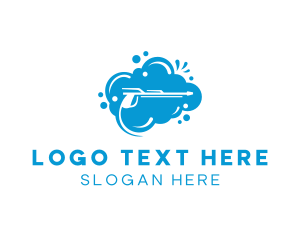 Blue - Pressure Washing Cleaning Bubbles logo design