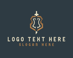 Gold - Elegant Shield Sword logo design