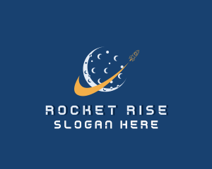 Moon Space Rocket logo design