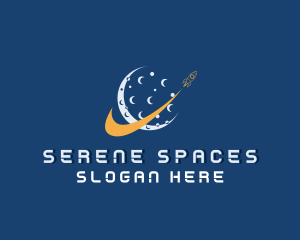 Moon Space Rocket logo design