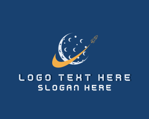 Star - Moon Space Rocket logo design