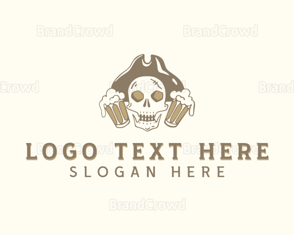 Hipster Beer Skull Logo