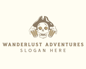 Hipster Beer Skull  Logo