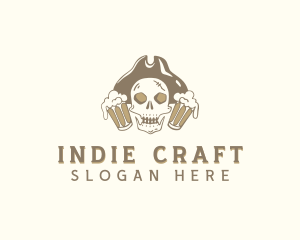 Indie - Hipster Beer Skull logo design
