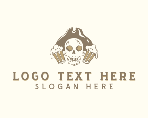 Skull - Hipster Beer Skull logo design