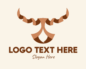 Steakhouse - Brown Ribbon Bull logo design