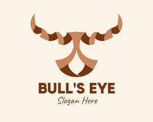 Brown Ribbon Bull logo design