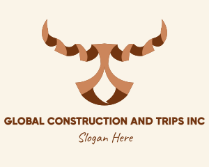 Hunting - Brown Ribbon Bull logo design