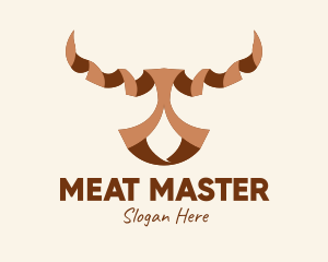 Brown Ribbon Bull logo design