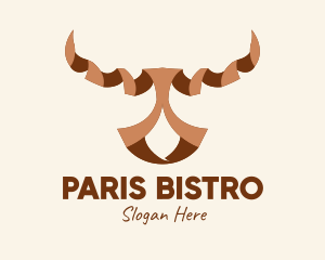 Brown Ribbon Bull logo design