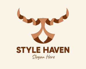 Meat Alternative - Brown Ribbon Bull logo design