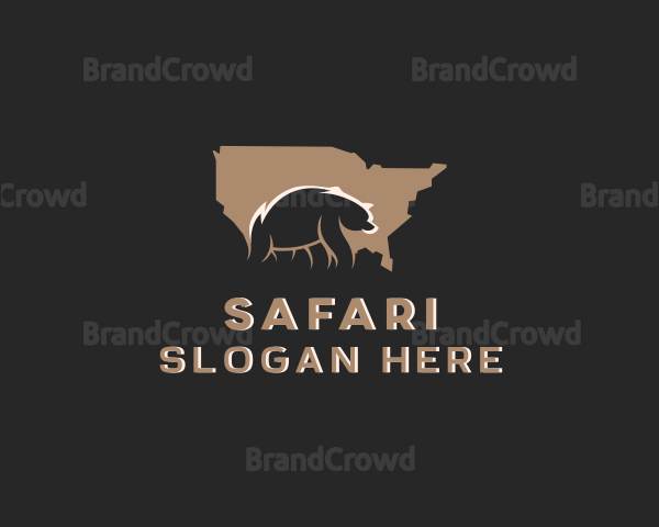 Wild Brown Bear Map Logo