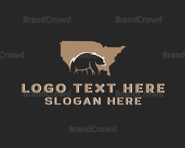 Wild Brown Bear Map Logo
