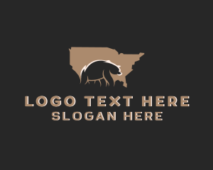 United States - Wild Brown Bear Map logo design