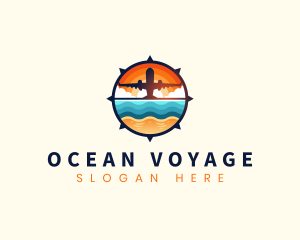 Airplane Beach Travel Destination logo design