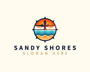 Airplane Beach Travel Destination logo design