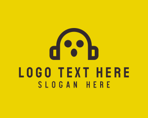 Spooky - Ghost Music Headphones logo design
