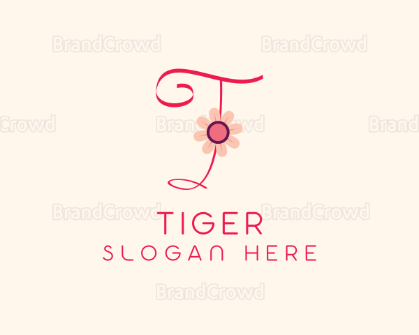 Pink Flower Letter I Logo
