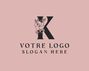 Writing - Floral Petal Letter K logo design