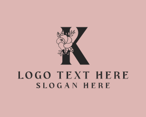 Calligraphy - Floral Petal Letter K logo design