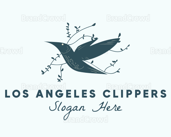 Blue Hummingbird Foliage Logo