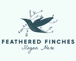 Blue Hummingbird Foliage logo design