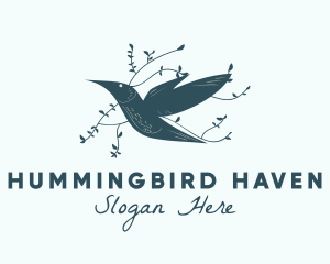 Blue Hummingbird Foliage logo design