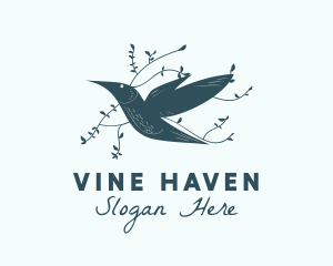 Blue Hummingbird Foliage logo design