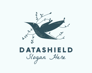 Passerine - Blue Hummingbird Foliage logo design