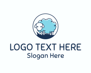 Shearing - Cute Blue Sheep logo design