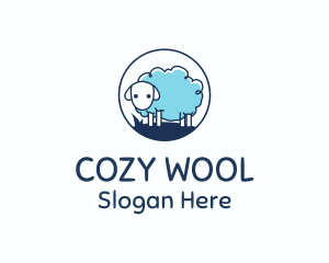 Wool - Cute Blue Sheep logo design