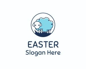 Cute Blue Sheep logo design