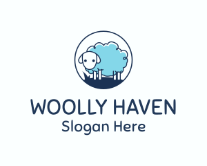 Sheep - Cute Blue Sheep logo design