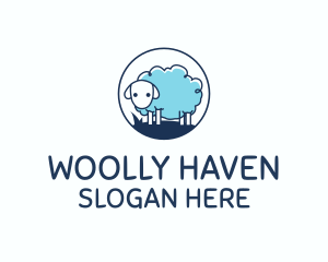 Cute Blue Sheep logo design