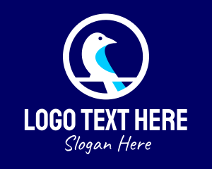 Round - Minimalist Perched Magpie logo design
