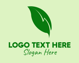 Green - Electric Bolt Leaf logo design