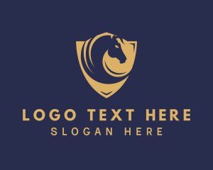 Pony - Golden Shield Horse logo design