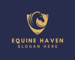 Golden Shield Horse logo design