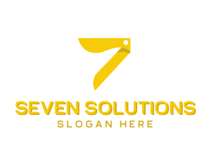 Seven - Abstract Razor Number 7 logo design