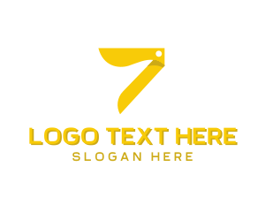Seven - Abstract Razor Number 7 logo design