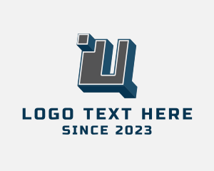 Punk - 3D Graffiti Letter U logo design