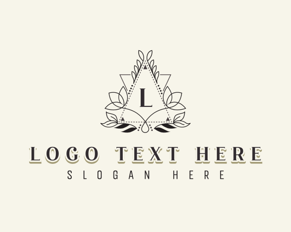 Botanical - Flower Triangle Frame logo design