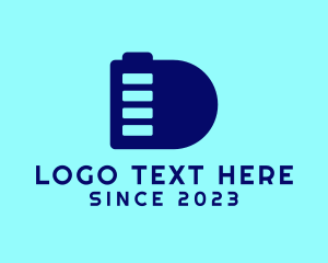 Volt - Blue Battery Letter D logo design