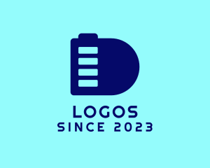 Volt - Blue Battery Letter D logo design